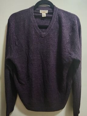 Dockers V Neck Sweater Medium Purple Knit